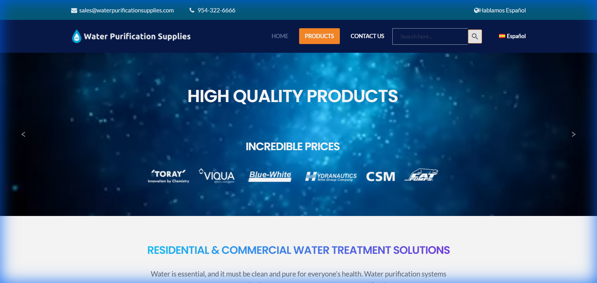 Water Purification Supplies - E-Commerce Website
